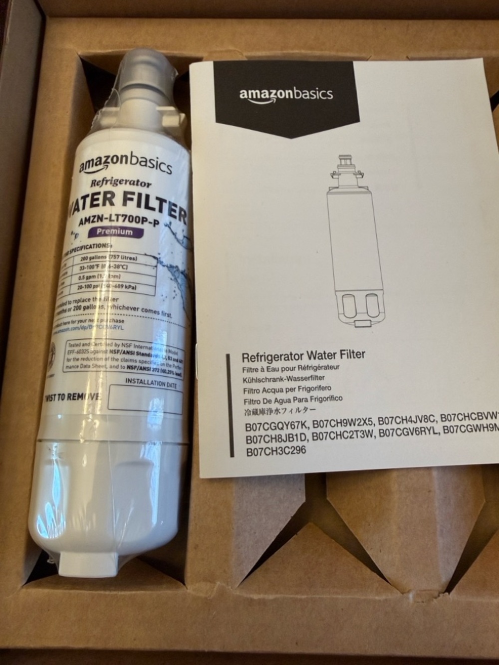 AmazonBasics LT700P White Refrigerator Water Filter - Compatible Replacement
